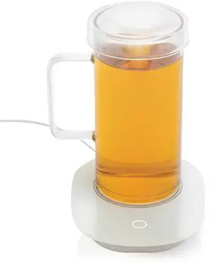 FLFK 20 oz Glass Coffee Mug with USB Cup Warmer,Heated Mug Warmer for Coffee & Tea,Portable USB-Powered Desk Glass Cup Heater for Office.
