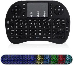 XHQHSZ Mini Keyboard Remote Control with Touchpad Mouse, 2.4GHz Wireless USB Dongle, RGB Backlit, for Android TV Box, Smart TV, PC, Laptop, Windows OS, HTPC, Home Theater PC