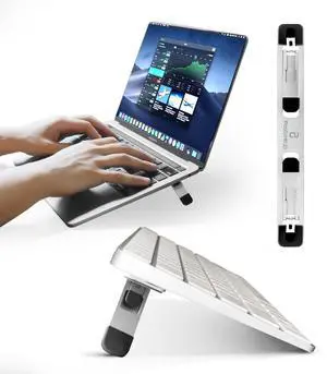 ProRiser by PostureUp  Self-Adhesive Non-Scratch Aluminum Laptop & Keyboard Stand for Desk, 1.75 & 3in Elevation, Adjustable Computer Stand, Laptop Riser  for Up to 20in Laptops and Keyboards
