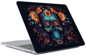 Yicomon Compatible with MacBook Air 13 inch Case 2020 2021 M1 A2337 A2179 A1932, Plastic Hard Shell Case for Mac Air 13 with Touch ID (2018-2021) - Sugar Skull Flowers