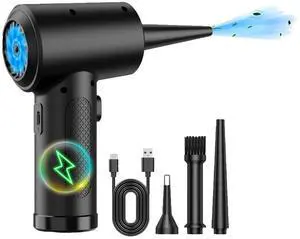 Newhouse Electric Cordless Compressed Air Duster NHAD-BR-001, 3-Speed Electric Duster for Cleaning, Air Blower Gun for Car and Computer Accessories, Rechargeable Handheld Blower and Air Inflator
