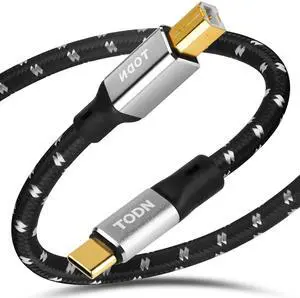 TODN Audiophiles USB Printer Cable Type C/USB C to USB 2.0 B High Speed Data Transfer DAC Cable (9.8ft/3m)