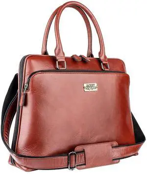 Rabbaniz Laptop Messenger shoulder bag: Genuine Leather work Briefcase 13.3 15.6 inch designer handbag (Tan, 15.6 Inches)