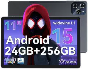 Tablet, Android 15 Tablet-11 Inch FHD Display, 24GB RAM 256GB ROM /2TB TF, T615 Octa-Core AI Tablets, 8000mAh/18W Fast Charge,16MP Camera, TÜV Certified Netflix HD,5G Wifi GPS, OTG, Office, Gaming