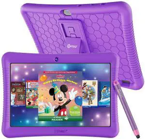 Contixo 10" Android Kids Tablet 32GB - Includes Exclusive 80+ Disney Storybooks (Value $350), Parental Controls, Kid-Proof Case with Kickstand & Stylus - Purple