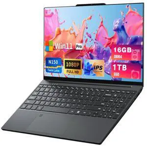 2025 Laptop, 15.6 inch Laptops with N150 Processor(Beat to i3-1115G4, up to 3.6GHz), Gaming Laptop 16GB RAM 1TB SSD, Laptops Computer Metal Shell, Fingerprint Unlock, MINI HDMI 100W Webcam Numpad