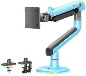 NB Gaming Monitor Arm or for 32 to 60 Inches Screen, Load up to 20 kg, VESA 75/100, RGB-Light, Heavy Duty, Multi Angle Adjustable, Premium Aluminum, Blue