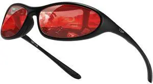 TIJN Red Light Glasses for Men Women 99% Blue Light Blocking Wraparound Sports Eyewear for Night Gaming Eye Protection, Vanta