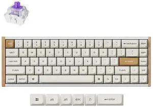 Keychron K6 HE 65% Wireless Mechanical Keyboard, 2.4GHz & Bluetooth, Gateron Double-Rail Magnetic Switch, Double-Shot PBT Keycaps, Aluminum & Wooden Frame, Compatible with Windows/Mac  White