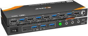HDMI KVM Switch 4 Computers 1 Monitor, USB 3.0 HDMI KVM Switch 4 Port 4K@120Hz. Support 8K@60Hz Resolution for 4 Computers Share Mouse Keyboard and Monitor HDMI KVM Switch 4 Computers 1 Monitor, USB 3.0 HDMI KVM Switch 4 Port 4K@120Hz. Support 8K@60Hz Resolution for 4 Computers Share Mouse Keyboard and Monitor