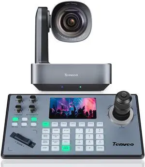 Tenveo PTZ Camera and Controller Bundle- 12X 4K PTZ Camera with HDMI/USB3.0/LAN(PoE) and PTZ Controller Joystick Keyboard Controller for Church Worship Services Live Streaming Conference