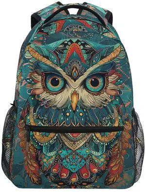 Qumton Boho Vintage Owl (10) Laptop Backpack for Women Men, Personalized College Bookbag Travel Bag Casual Daypack back packs