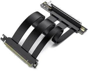 linkbolt PCIe 5.0 Riser Cable | RTX5090 RTX4090 RX9070 RX7900 GPU Ready | Compatible with PCIe 5.0/4.0 GPU | 90 Degree Right Angle for Vertical GPU Mount| Flexible PVC Gpu Riser Cable 200mm Black