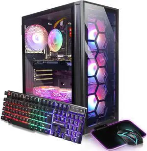 STGAubron Gaming PC Desktop Computer, Intel Core i3-10100F up to 4.3G, GeForce GTX 1650 4G, 16GB DDR4, 512GB SSD, WiFi, BT 5.0, RGB Fan x6, Windows 11 Home