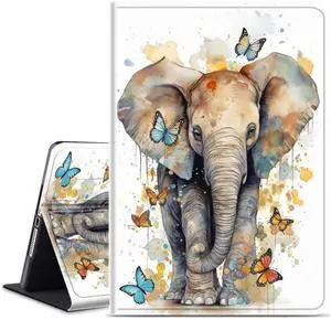 WZCJDHMJ Case for Samsung Galaxy Tab S10 FE 10.9" 2025/S9 FE 10.9 Inch/S9 11 Inch 2023,Slim PU Leather Smart Cases Covers with S Pen Holder + Auto Wake/Sleep,Butterflies and Elephants