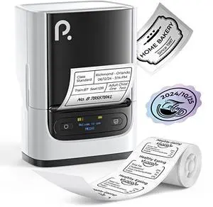 POLONO PM220S Label Maker Machine with Tape, 2 Inch Bluetooth Thermal Label Printer, Portable Sticker Printer for School, Office, Home, Business, Label Maker with 2'' x1.18'' Labels, White
