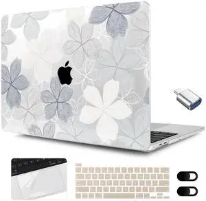MEEgoodo for MacBook Pro Case 13 inch 2022 2021 2020 A2338 M2/M1 A2251 A2289 with Touch ID,Clear Laptop Hard Shell Cases with Keyboard Webcam Cover & Trackpad Film & Type C Adapter, Multicolored Roses