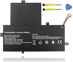 TAICROWNE 57Wh U478388PV-3S1P Replacement Laptop Battery for Gateway GWTN156-12BL GWTN156-12BI GWTN156-12BK GWTN156-12GR GWTN156-12RD Series U478388PV-3S1P U478388PV 3ICP5/83/88 5000mAh 11.4V