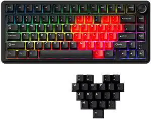x XVX M75 75% Wireless Gaming Mechanical Keyboard, BT5.0/2.4GHz/USB-C,Hot Swappable Creamy Pre-lubed Switches, Gasket Structure,RGB Backlit Black Keyboard w/Knob for PC/Laptop/Xbox/PS4/PS5,LUMINA CORE