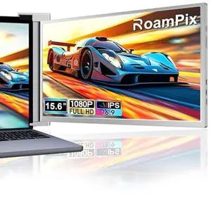RoamPix Laptop Screen Extender, 15.6" FHD 1080P IPS Portable Monitor for Laptop, Dual Monitor Extender for 13"-17.3" Laptops, Compatible with MacOS, Windows
