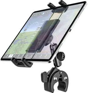 Dosvsi Tablet Yoke Mount, iPad Yoke Clamp Mount for Aircraft, 360° Adjustable Metal Arm Aviation Trainer Tablet Holder for iPad Pro 13 12.9 11, iPad Air Mini, Galaxy tab, iPhone, 4-13" Device