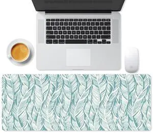 Large Mouse Pad, Full Keyboard Laptop Computer Mouse Mat, Green Long Mousepad for Gaming Home and Office, Waterproof and Anti-Slip Neoprene Base, 31.5 x 11.8 Inches