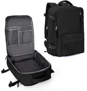 Large Travel Backpack Women Carry On Hiking Backpack Waterproof Outdoor Sports Casual Daypack Personal item Travel Bag Airplane Essentials Spirit Airline Flight Approved Shoes Compartment Men,Black