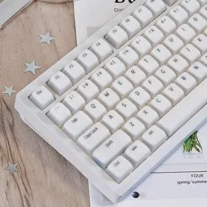 White Pudding Keycaps, Cute Silicone Keycaps for Long Nail, Custom Shine Through Keyboard Cap, 113 Keys Cherry Profile Translucent Key Caps for 61/64/87/104/108 Cherry MX Switches Mechanical Keyboard