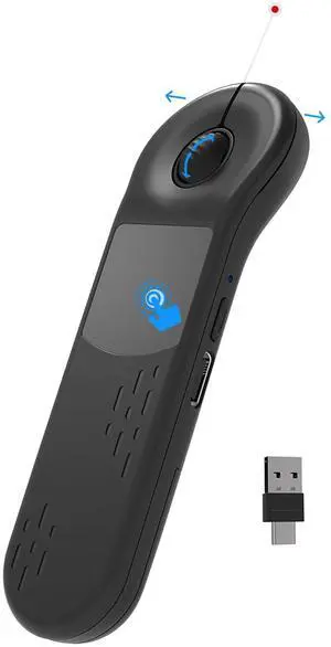 3-Link Air Mouse for PC/iOS/Android with Touchpad Rechargeable Wireless Presentation for PPT Pointer Bluetooth 2.4G Remote Control for PowerPoint/Keynote/Tiktok/Camera/Kindle App (Black)