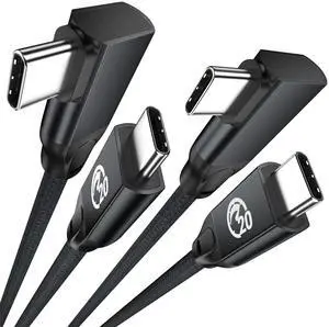 USB C Right Angle Cable 100W 15ft 2Pack, 4K Video Long USBC to USBC 3.2 Gen2x2 20Gbps Data Cable, Type C PD Charging Fast Charge Cord for iPhone 16 15 Pro Max iPad MacBook Galaxy S25 Ultra