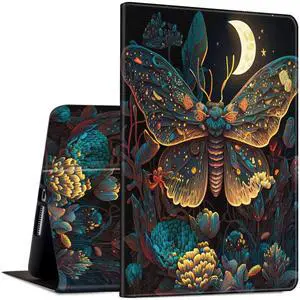 Rossy Case for All-New Kindle Fire HD 10 & 10 Plus Tablet (11th Generation, 2021 Release) 10.1" - Slim PU Leather Multi-Angle Adjustable Stand Smart Cover with Auto Wake/Sleep,Butterfly Moth
