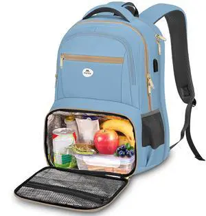 MATEIN Lunch Backpack for Women Men, Water Resistant Insulated Backpack Cooler with 17 Inch Laptop Compartment, Padded Leak Proof Meal Prep Bookbag with Lunch Box for Commute Business Camping Hiking