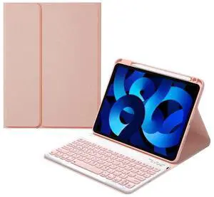 kaitesi Keyboard Case for iPad Air 11 inch M3/M2, iPad Air 5th/4th Generation 10.9 Inch Concave Keys Detachable Keyboard Cover Support Pencil Charging,Pink