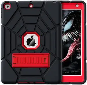 Grifobes for iPad 9th Generation Case, for iPad 8th/7th Generation Case 2021/2020/2019, Heavy Duty Rugged Protective 10.2" Cover with Stand for iPad 9 8 7 Gen 10.2 inch Kid Boy (Black+Red)