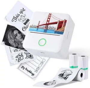 cudinham Print Pods Mini Printer, Thermal Inkless Sticker Maker with 3 Rolls Paper, Pocket Printpod for Phone, Impresora Portátil for Notes, Flashcards, Journal, DIY (Golden Gate Bridge)