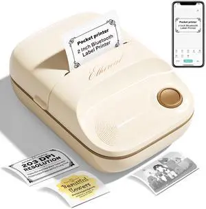 2 Inch Bluetooth Thermal Label Maker Machine - Inkless Portable Label Printer w/ App | 50x30mm Adhesive Labels for Jar, Price, Address & Mailing | Home, Kitchen, Office, School Organization (White)