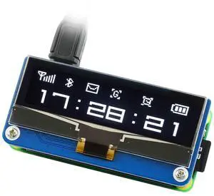 Waveshare 2.23inch OLED Display HAT for Raspberry Pi 128×32 Pixels with Embedded 1305 Driver Communicating via SPI or I2C Interface.