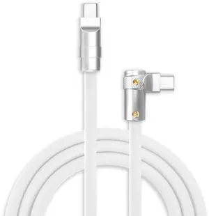 chubbycable FlexElbow 90 Degree 240W Fast Charging Cable Right Angle USB C Cable Silicone Charging Cord Compatible with iPhone 17-15 Series iPad, White, Type-C to Type-C, 3.3FT