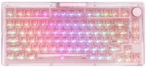 KiiBoom Phantom 81 75% Transparent Mechanical Gaming Keyboard, Hot Swappable Custom Gasket Keyboard with RGB Backlit, Clear Keycap, Rechargeable Battery, Triple Mode for Win/Mac (Phantom 81 V3 Pink)