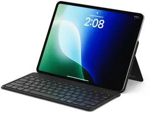 Satechi OntheGo Bluetooth Keyboard with Adjustable Stand, Connect up 3 Devices, USB C Rechargeable Battery, Compact and Portable Keyboard for iPad, Tablet  Black