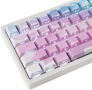 PBT Keycaps - Double Shot Side Printed Gradient Pink Blue Keycap,135 Keys Shine Through Cute Keycaps, Cherry Profile Custom Keycap for Cherry MX Switches Mechanical Keyboards