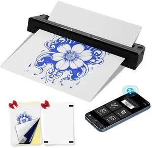 Tattoo Stencil Printer Machine for Tattoo Artists&Beginners,Newly Upgraded,with Tattoo Transfer Paper,Compatible with Phone/Pc&Pad,Portable Bluetooth Thermal Inkless Wireless Printer
