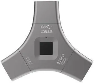 Gousido Suitable for iPhone USB3.0 3-in-1 Fingerprint encrypted Drive, Secure Password Protected USB Disk encrypted Storage Suitable for Android/iPhone/iPad/PC