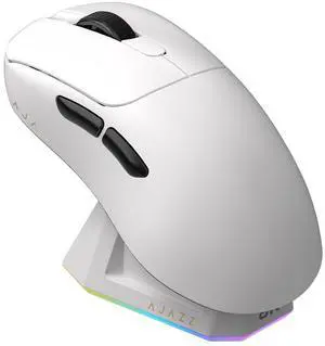 AJ179PRO PAW3395 26000 DPI Gaming Mouse, 8000Hz Polling Rate, 58g Ultra-Light, Tri-Mode (2.4G/Wired/Bluetooth 5.2), Magnetic RGB Charging Dock, Ergonomic Right-Hand Design, White