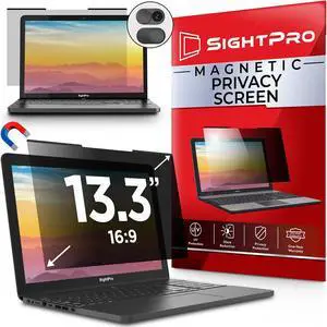 SightPro Magnetic Laptop Privacy Screen 13.3 Inch 16:9 - Removable Computer Privacy Filter Shield and Protector