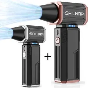 SAILHAPI Cordless Turbo Air Duster 2 Pack (Rose Gold & Silver), 300000RPM Electric Duster Replaced Can of Air, Rechargeable Blower for Office, Home & Outdoor Use
