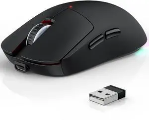 FYBC Bluetooth Wireless Gaming Mouse for Laptop Mac PC iPad Apple, Ergonomic Rechargeable Computer Mice with Jiggler Mode, 8000 DPI RGB Gaming Mouse Wired/Bluetooth 5.3/2.4G USB 3 Mode Connect - Black