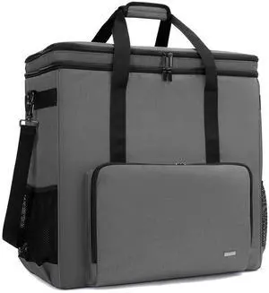 CURMIO Dual-Layer PC Carrying Case, Desktop Travel Bag with Removable Bottom Board for PC Tower, Keyboard, Mouse, Bag Only, Grey