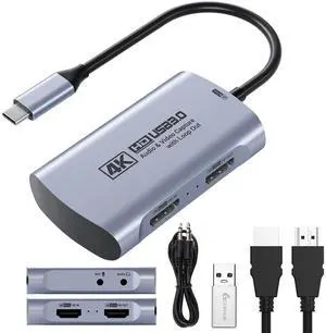 Guermok 4K 60FPS & 1080P 240FPS HDMI Capture Card for Streaming, USB 3.0 to USB-C/A, 4K30 Passthrough, 3.5mm Audio in and Mic Out, Works with Switch 2/1, PS5/4, Quest 3, Xbox, Pad, Mac, PC Guermok 4K 60FPS & 1080P 240FPS HDMI Capture Card for Streaming, USB 3.0 to USB-C/A, 4K30 Passthrough, 3.5mm Audio in and Mic Out, Works with Switch 2/1, PS5/4, Quest 3, Xbox, Pad, Mac, PC