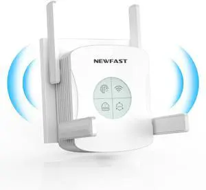 NEWFAST AX1800 WiFi 6 Range Extender,Dual Band WiFi Repeater Signal Booster with Gigabit Ethernet Port, 2.4G&5.8G WiFi Extender Signal Booster for Home with 4 Antenna,AP Mode,Quick Setup (NF-RE553)